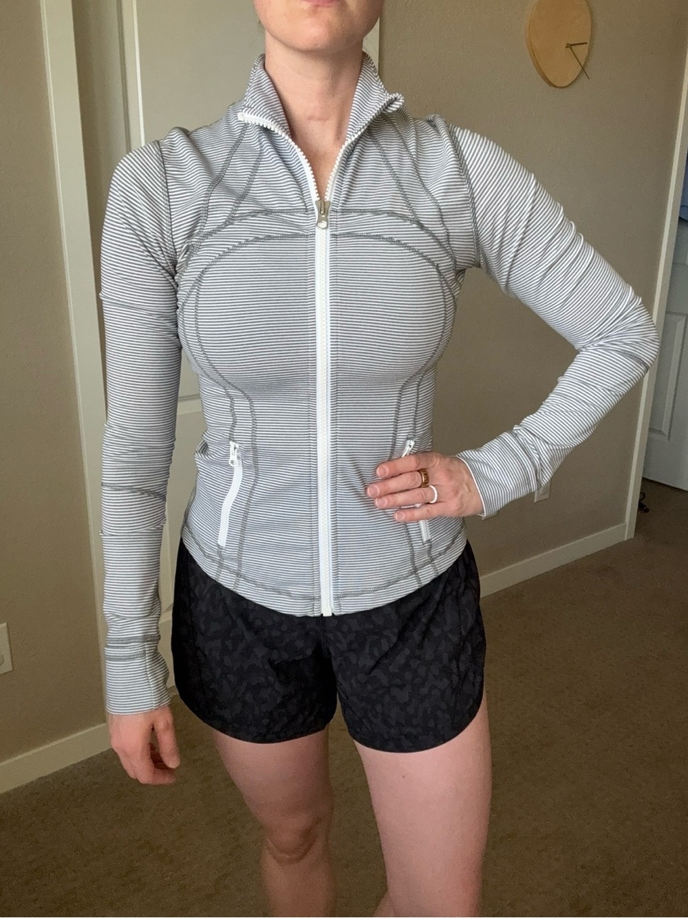 lululemon White & Gray Striped Define Jacket Lion